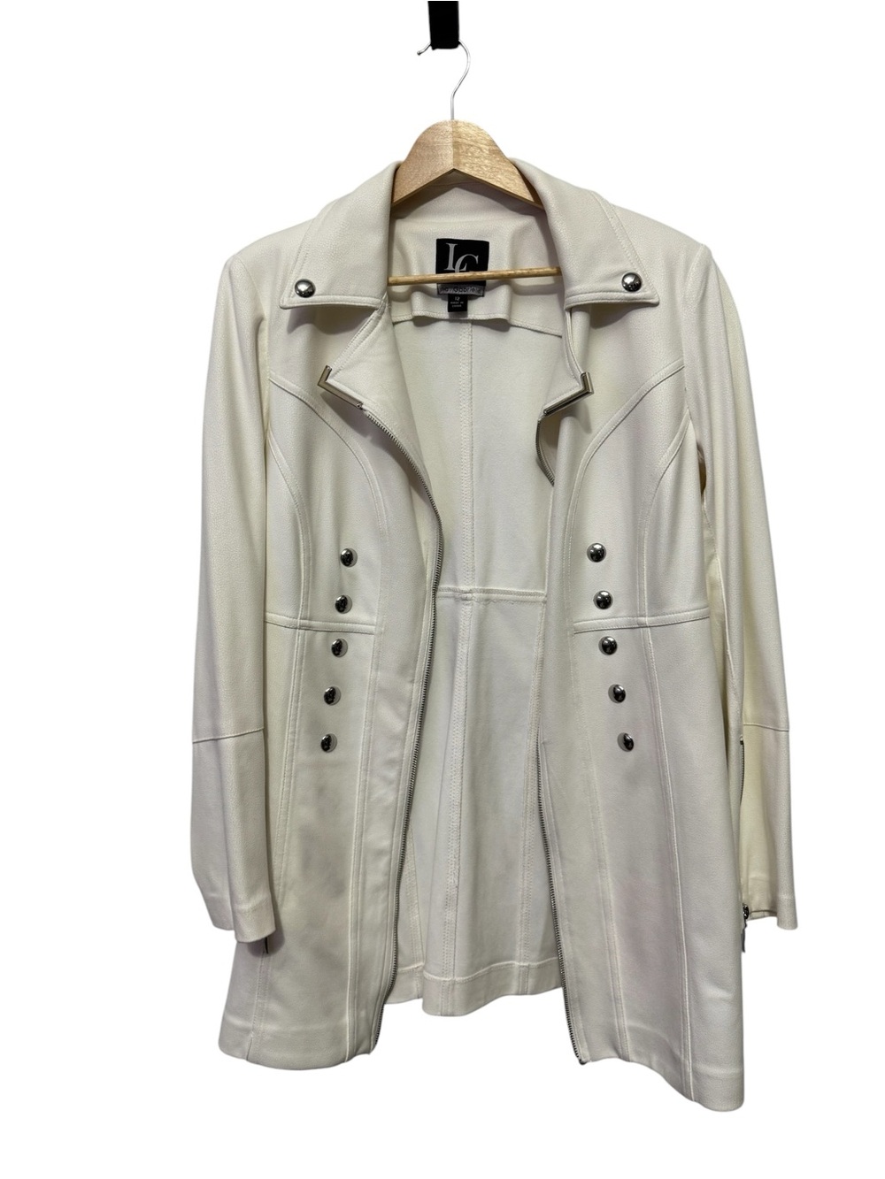 Lena Gabrielle White Coat With Silver Accents